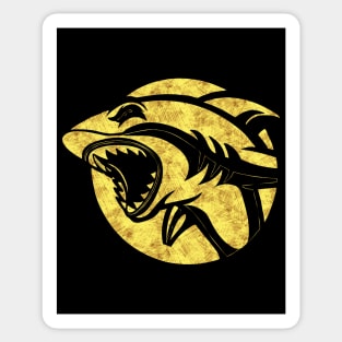 Hungry Angry Shark Black and Yellow Sketch gift idea for marine biologists Sticker